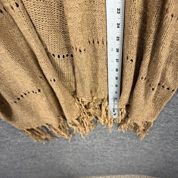 Ashley Stewart Top Women 12 Brown Open Front Short Sleeve Fringe Knit Acrylic - Picture 5 of 6